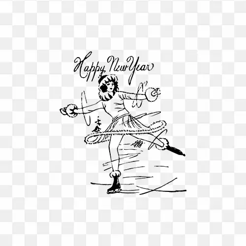 Happy New Year dancing girl clipart png